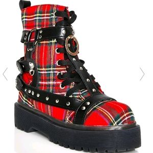 Strange Cvlt Plaid Bondage Boots